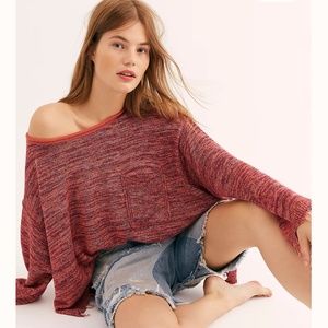 Free People Sweater Cropped Oversized Prism Spaced